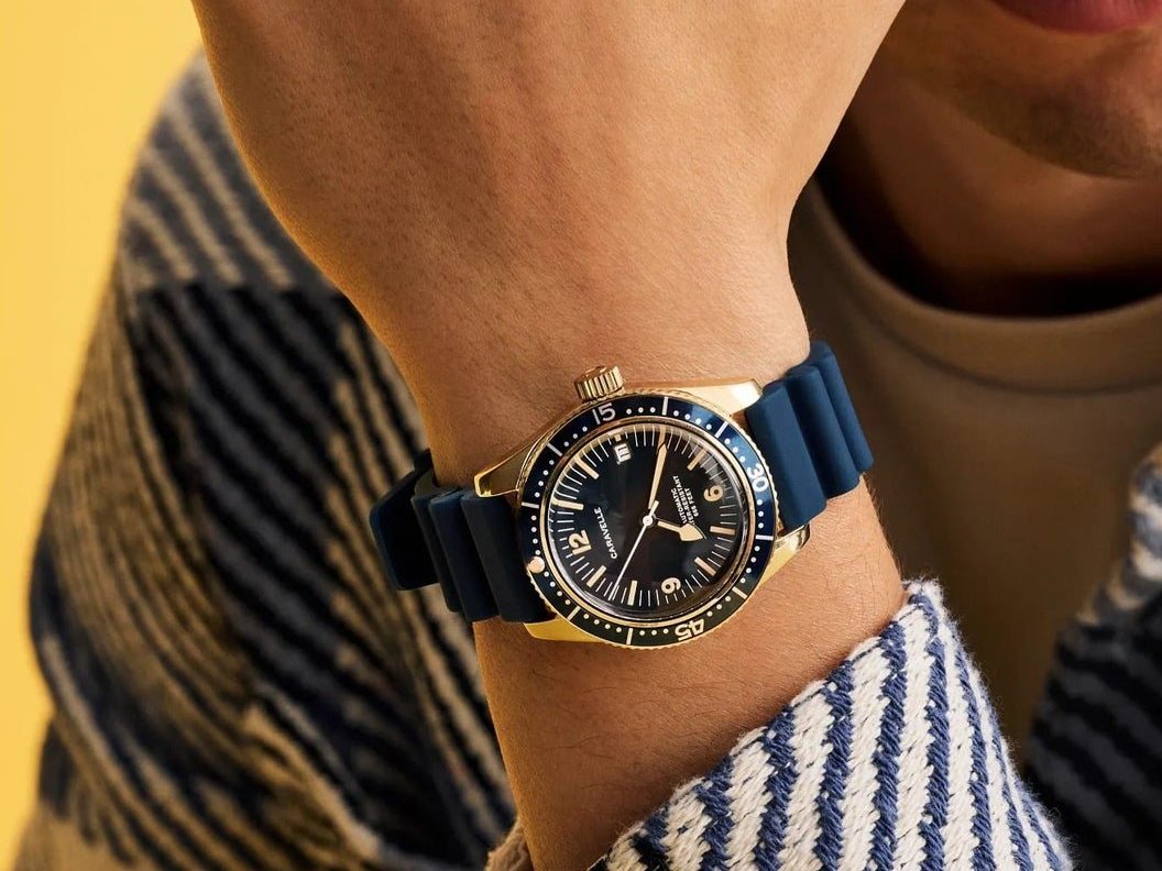 Caravelle Sea Hunter dive watch on the wrist
