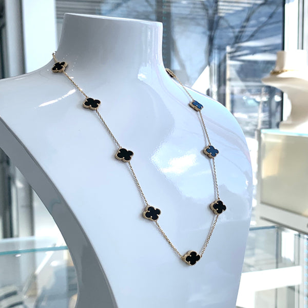 Pavé Black Onyx Clover Necklace