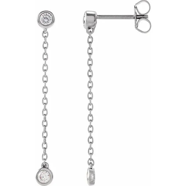 14K White 1/4 CTW Lab-Grown Diamond Chain Earrings: 688884