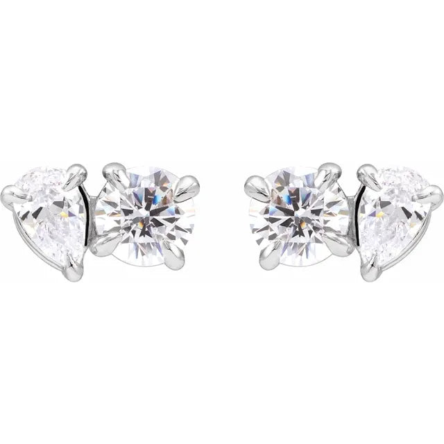 14K White 1 1/6 CTW Lab-Grown Diamond Two-Stone Stud Earrings: 688921