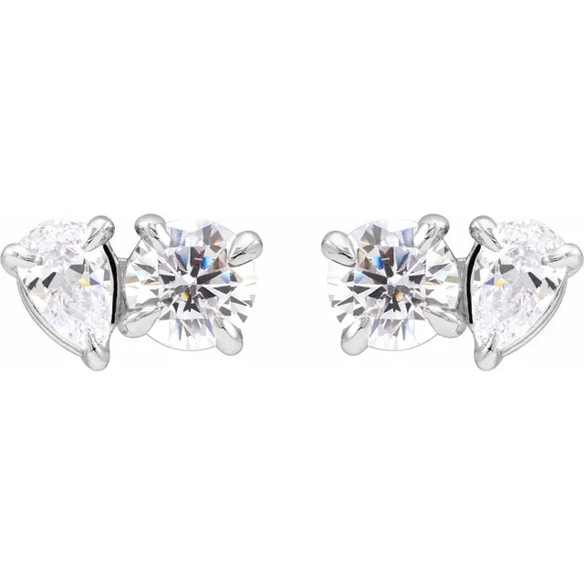 14K White 1 1/6 CTW Lab-Grown Diamond Two-Stone Stud Earrings: 688921