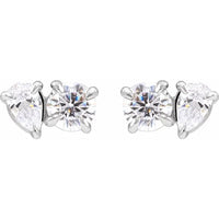 14K White 1 1/6 CTW Lab-Grown Diamond Two-Stone Stud Earrings: 688921