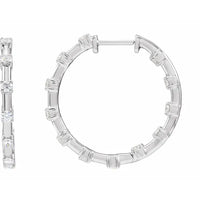 14K White 1 CTW Lab-Grown Diamond Inside-Outside 25.1 mm Hoop Earrings:688923