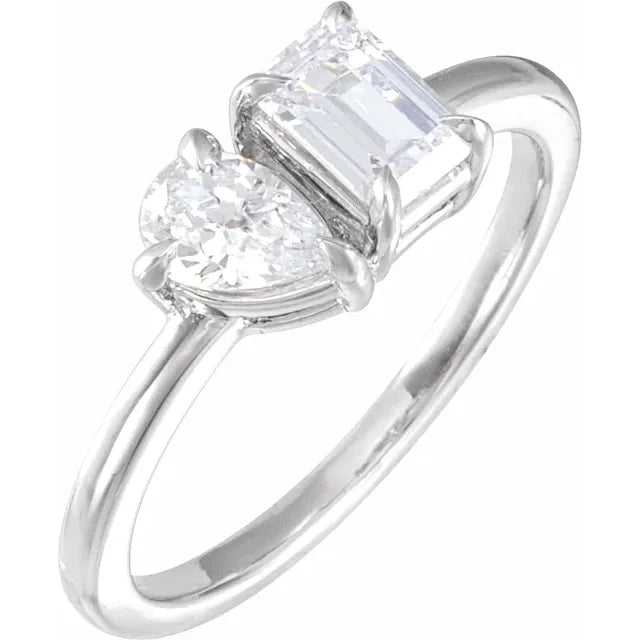 14K White 1 CTW Lab-Grown Diamond Two-Stone Ring:688914