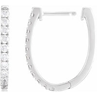 14K White 3/4 CTW Lab-Grown Diamond Hoop Earrings:688992
