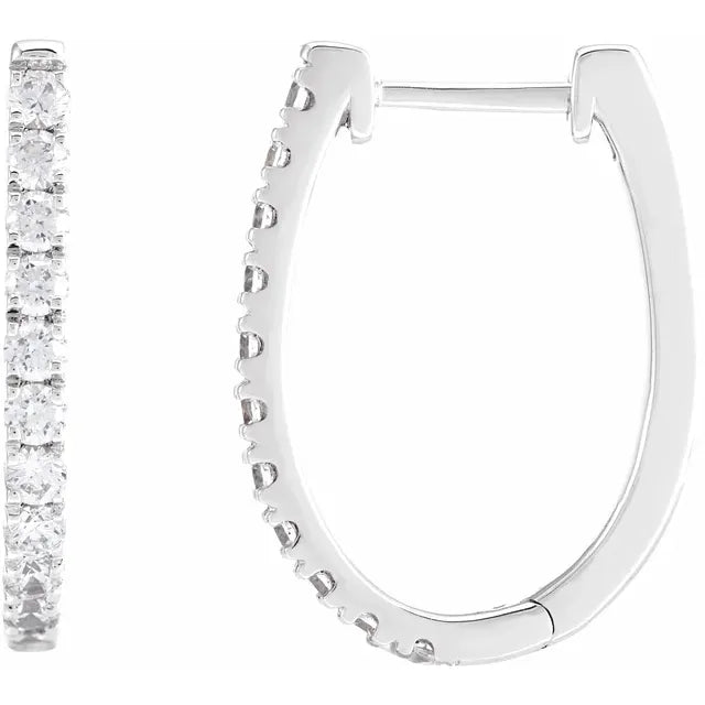 14K White 3/4 CTW Lab-Grown Diamond Hoop Earrings:688992