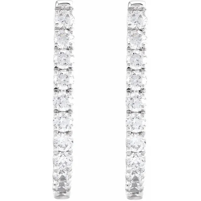 14K White 3/4 CTW Lab-Grown Diamond Hoop Earrings: 688992
