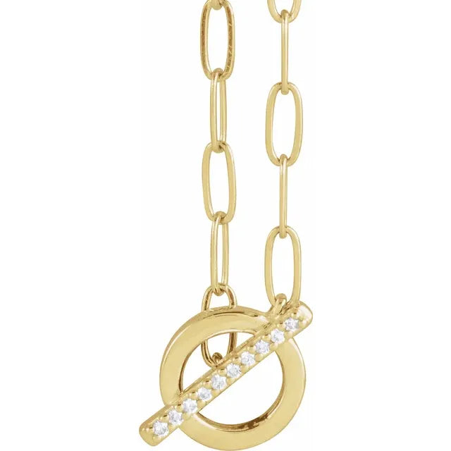 14K Gold .04 CTW Natural Diamond Toggle 16" Necklace