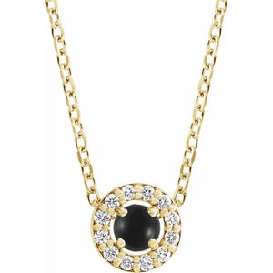14K Gold 1/5 CTW Rose-Cut Natural Diamond Halo-Style 16-18" Necklace