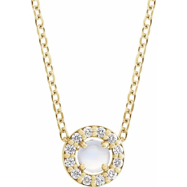 14K Gold 1/5 CTW Rose-Cut Natural Diamond Halo-Style 16-18" Necklace