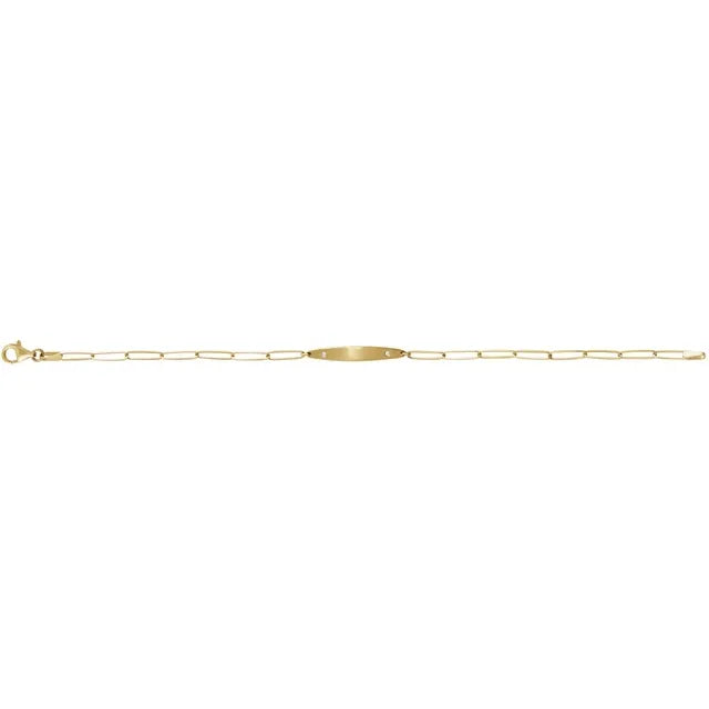 14K Gold .015 CTW Natural Diamond Engravable Curved Bar 7" Bracelet:BRC910