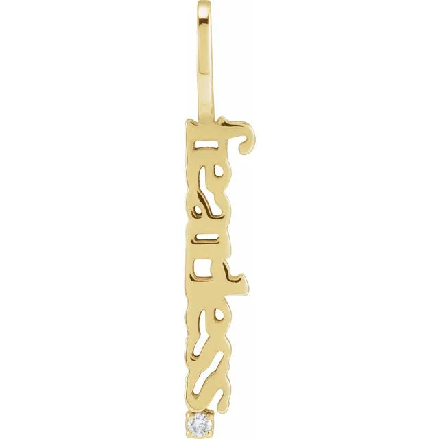14K Yellow .015 CT Natural Diamond Fearless Pendant:88472