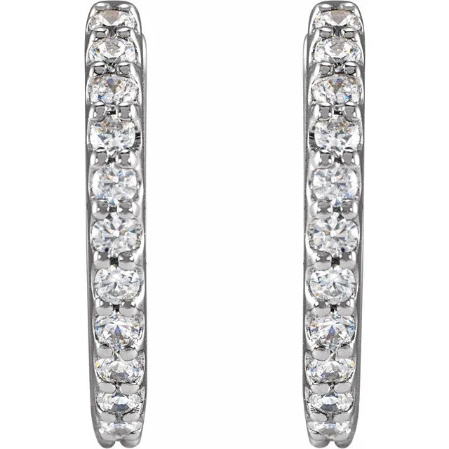 14K White 1/2 CTW Lab-Grown Diamond 13.64 mm Hoop Earrings :689010