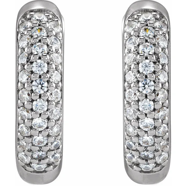 14K White 1/4 CTW Lab-Grown Diamond 12 mm Hinged Hoop Earrings:689011