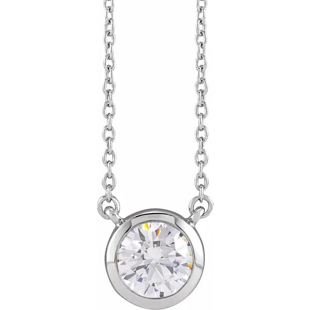 14K White 1 CTW Lab-Grown Diamond Adjustable 16-18" Necklace: 689009