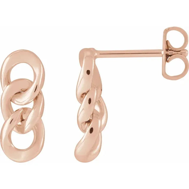 14K Rose Curb Chain Link Earrings: 689016