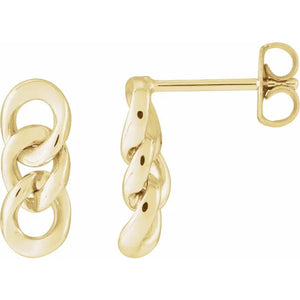 14K Rose Curb Chain Link Earrings: 689016
