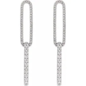 14K White 1/2 CTW Lab-Grown Diamond Elongated Link Earrings: 689047