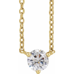 14K Yellow 1/10 CT Natural Diamond 3-Prong 18" Necklace