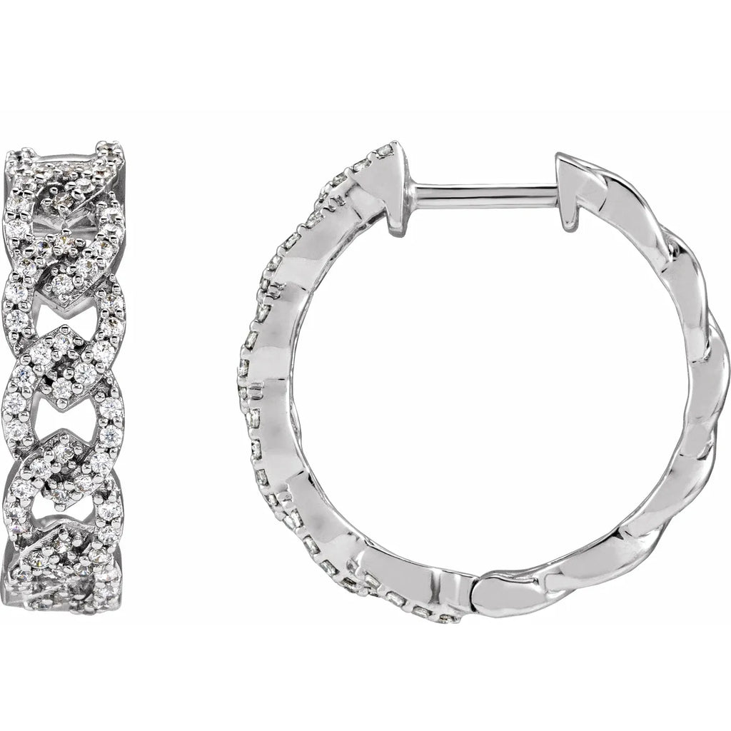 14K White 1/2 CTW Lab-Grown Diamond Hoop Earrings : 689044
