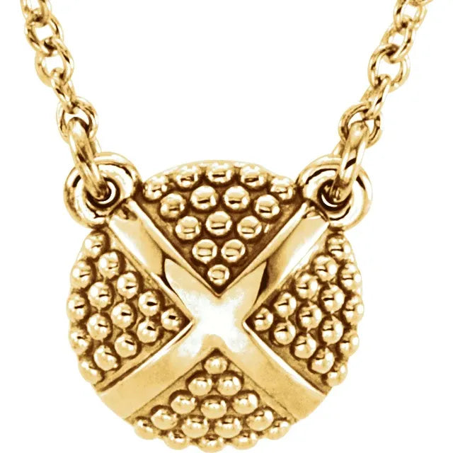 14K Gold Granulated X 18" Necklace