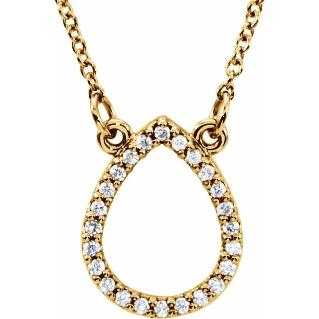 14K Yellow 1/10 CTW Natural Diamond Teardrop 16" Necklace