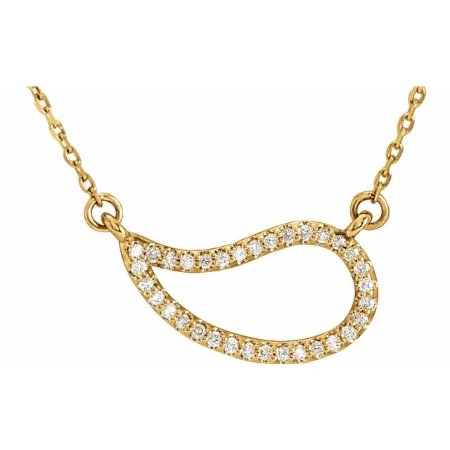 14K Gold 1/6 CTW Natural Diamond Paisley 18" Necklace:86500