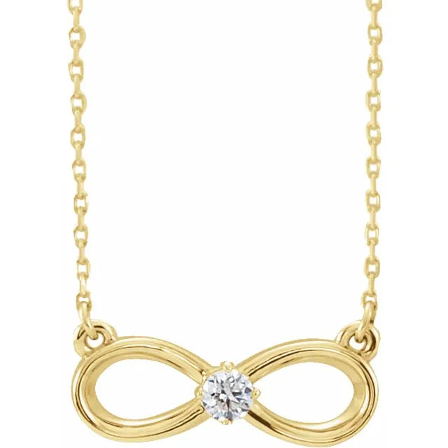 14K Gold 1/10 CT Natural Diamond Infinity-Inspired 16-18" Necklace