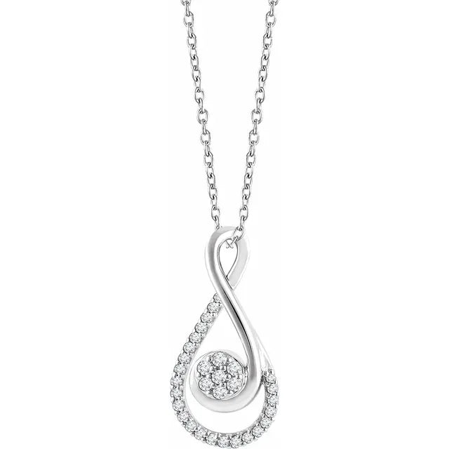 14K Gold 1/5 CTW Natural Diamond Freeform 16-18" Necklace
