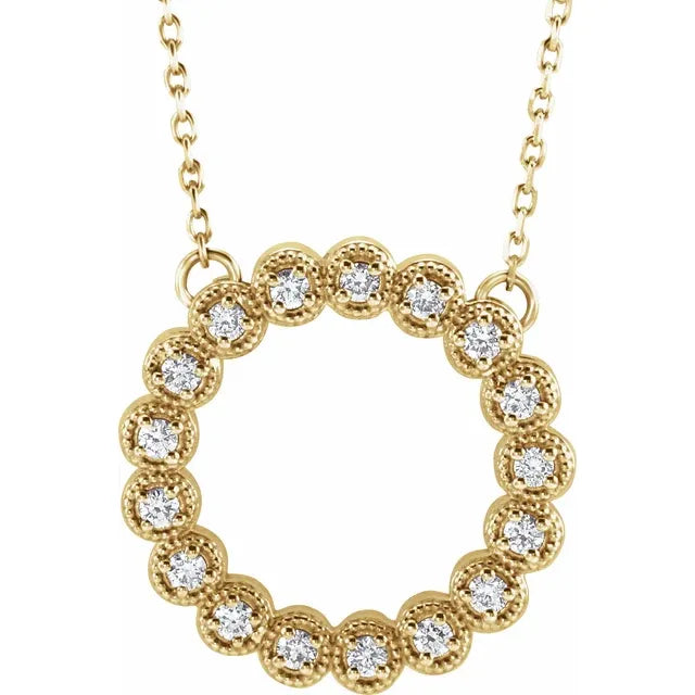 14K Gold 1/5 CTW Natural Diamond Circle 16-18" Necklace