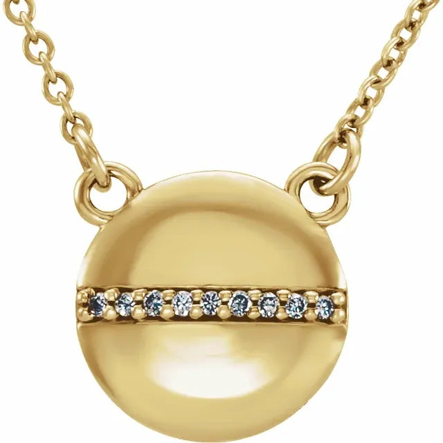 14K Gold .025 CTW Natural Diamond Circle 16" Necklace