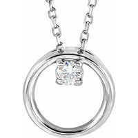 14K White Forever One Lab-Grown Moissanite Circle 18" Necklace