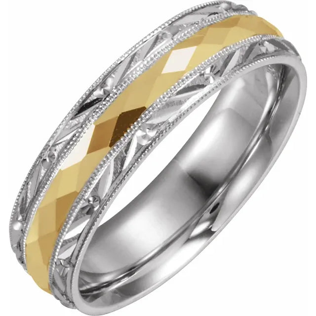 14K Gold 6 mm Design-Engraved Band with Milgrain Size 10:51869