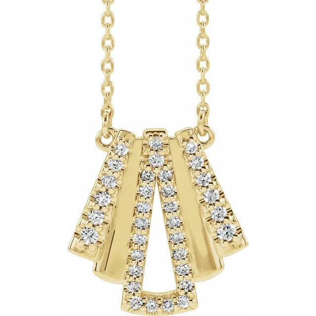 14K Gold 1/4 CTW Natural Diamond Art Deco 16" Necklace