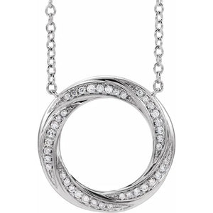 14K Gold 1/5 CTW Natural Diamond Circle 16-18" Necklace