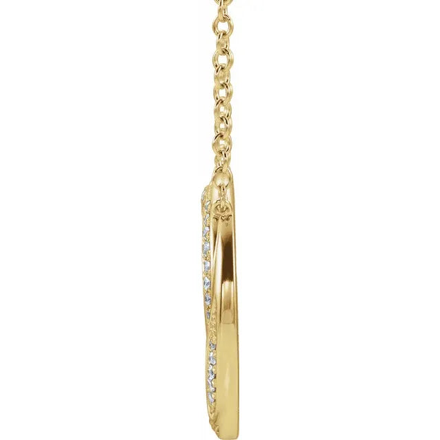 14K Gold 1/5 CTW Natural Diamond Circle 16-18" Necklace