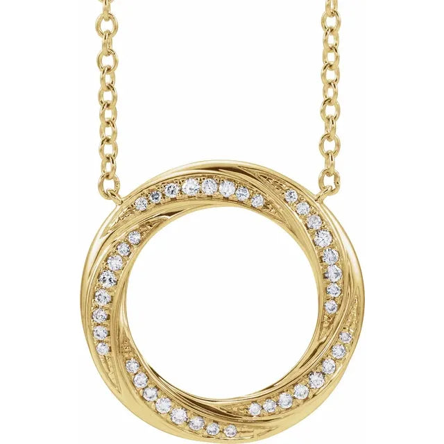 14K Gold 1/5 CTW Natural Diamond Circle 16-18" Necklace