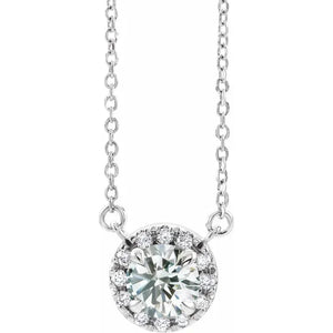 14K White 7/8 CTW Lab-Grown Diamond French-Set 16-18" Necklace:86978