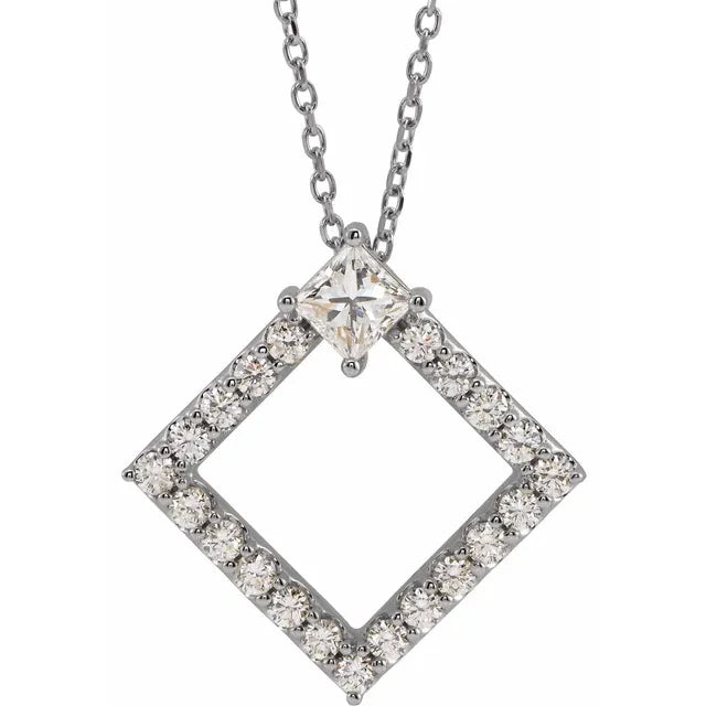 14K Gold 5/8 CTW Natural Diamond 16-18" Necklace