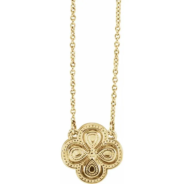 14K Gold Clover 18" Necklace
