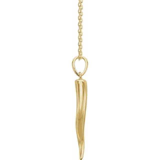 14K Gold Italian Horn 16-18" Necklace