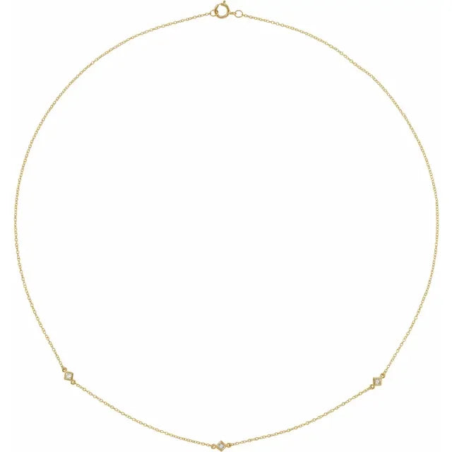 14K Gold 1/6 CTW Natural Diamond 3-Station 18" Necklace