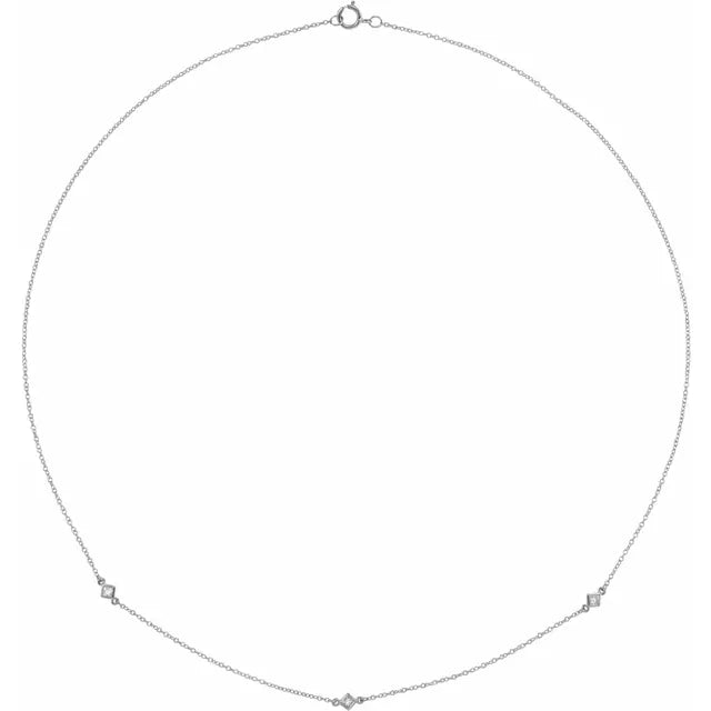 14K Gold 1/6 CTW Natural Diamond 3-Station 18" Necklace