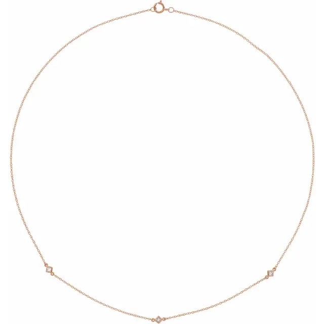14K Gold 1/6 CTW Natural Diamond 3-Station 18" Necklace