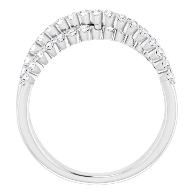 14K White 1/2 CTW Natural Diamond Criss-Cross Ring: 653010