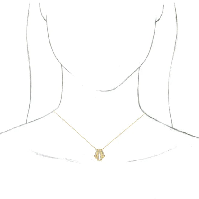 14K Gold 1/4 CTW Natural Diamond Art Deco 16" Necklace