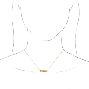 14K White Natural Multi-Gemstone Geometric Bar 18" Necklace