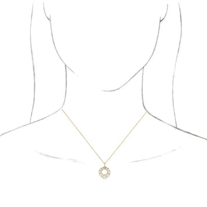 14K Yellow Natural White Opal Halo-Style 16-18" Necklace