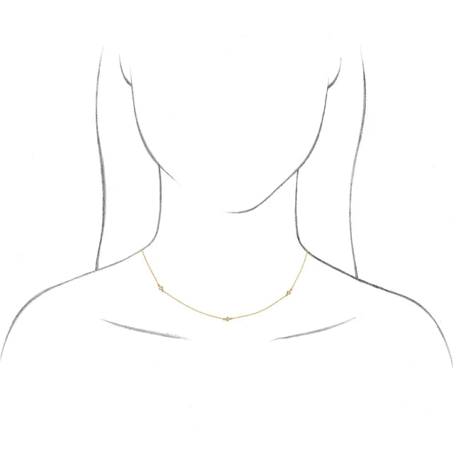14K Gold 1/6 CTW Natural Diamond 3-Station 18" Necklace