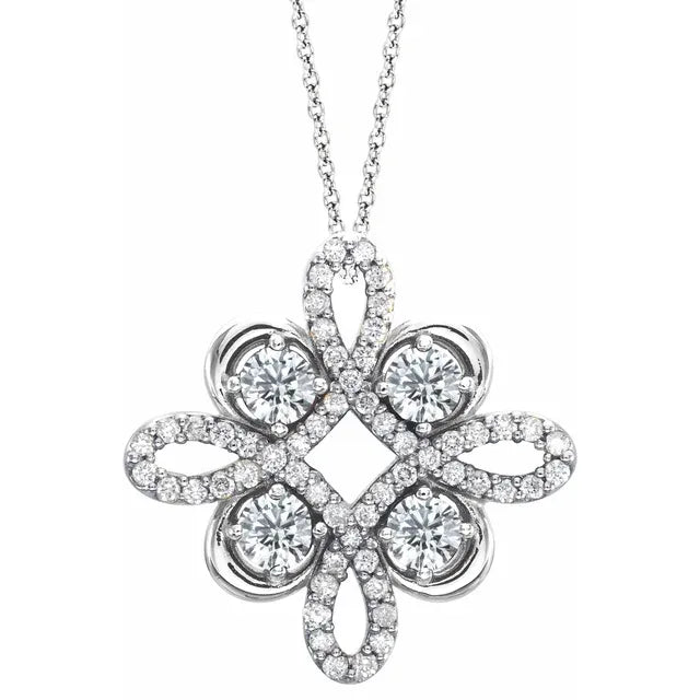 14K Gold 1/3 CTW Natural Diamond Clover 18" Necklace